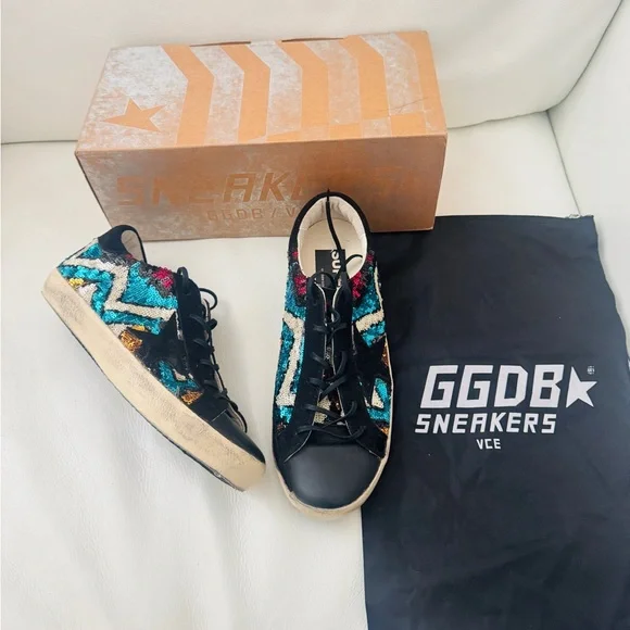 Golden goose GGDB super star full paillette black and blue glitters sneakers - Picture 6 of 14